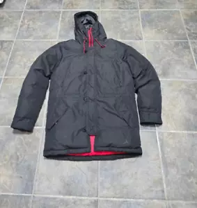 NIKE JORDAN MODERN SNORKEL DOWN PARKA JACKET BLACK RED 507967-010 SIZE small - Picture 1 of 8