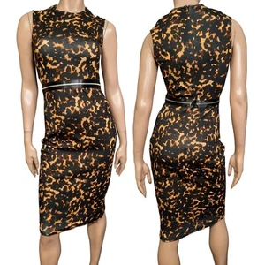 McQ Alexander McQueen Sleeveless Pencil Wiggle Dress Size S Zipper Brown Black - Picture 1 of 13