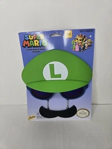 Super Mario Bros Luigi Sunglasses New Sun Stache Halloween Costume Mask UV 400 - Picture 1 of 3