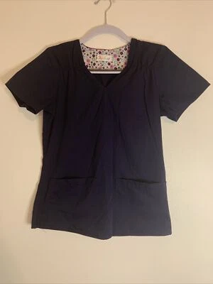 Peaches Navy Scrub Top Medical Uniform - Image 1 of 4