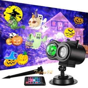 Halloween Christmas Projector Lights Outdoor Indoor, 2 in 1 HD Remote Control US - Picture 1 of 49