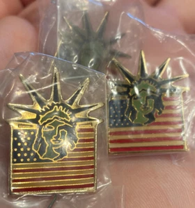 Lady Liberty Statue Of Liberty American Flag Lapel Hat Tie 3 Pin Lot 🇺🇸 - Picture 1 of 7