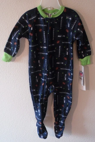 NWT Gerber Seattle Seahawks Toddler Boys Full-Zip Footed Pajamas Sleeper 3T Cover