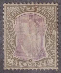 USED MONTSERRAT #17 SYMBOL OF THE COLONY 6p CV$65.00 - Picture 1 of 2