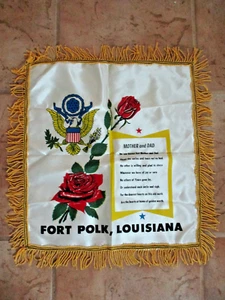 Vtg 1940s Military Satin Mother and Dad Pillowcase Fort Polk Louisiana - Picture 1 of 4
