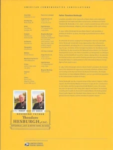 Página de recuerdo #1731 (49c) Forever Theodore Hesburgh #5241-42 - Imagen 1 de 1