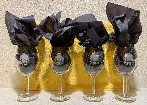 Golden State Warriors Wine Glasses Season Ticket Event Exclusive Bridge Logo Cover
