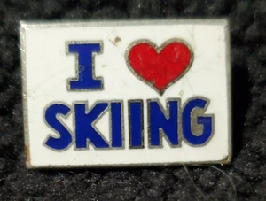 I Love Skiing Hat Lapel Vest Pin Enamel Ski Winter Sports Downhill Cross Country - Picture 1 of 2