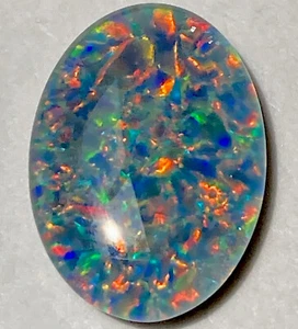 BRIGHT RED 7.10cts AUSTRALIA BLACK OPAL TRIPLET FLAGSTONE RAINBOW🌈 FIRE 18x13mm - Picture 1 of 10