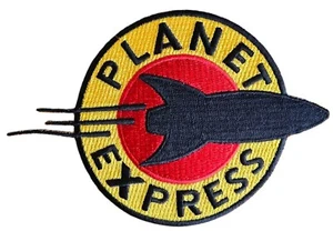 FUTURAMA CARTOON TV SERIES PLANET EXPRESS LOGO SPACE SHUTTLE IRON ON PATCH - Picture 1 of 2