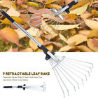 9 Tooth Lawn Rake Adjustable Fan Garden Leaf Leaves Telescopic Handle Tools DIY