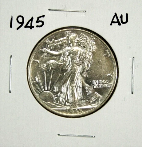 1945 Walking Liberty Half Dollar "AU" Almost Uncirculated #CM Cover