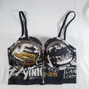 Sujetador Balcón Victoria's Secret X Balmain 34C Graffiti Punk con Cremallera Bustier - Imagen 1 de 8