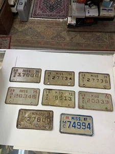 1976-75-74-71 -87 Mississippi Motorcycle License Plate Tag Lot Of 8 - Picture 1 of 24