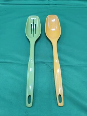 Vintage Foley Green Yellow Nylon Plastic Slotted Spoon 11" Ladle B - Image 1 of 4