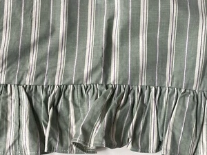 New PAIR RALPH Lauren CAULFIELD Green STRIPED Ruffle Pillow SHAMS Vintage Cotton - Picture 1 of 9