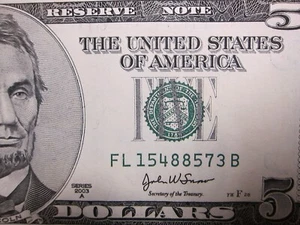 2003A $5 Uncirculated FRN #Fl15488573B *Sequential available - Picture 1 of 7
