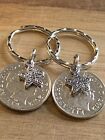 12th Wedding Anniversary Gift Keyrings 2012 Coins And Charms In Gift Bag x2
