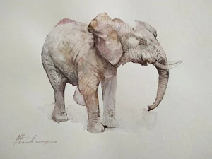 Elefant, Animal, Watercolor artwork, Handmade, Original painting on paper - Picture 1 of 1