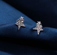 NEW SILVER SPARKLING ASYMMETRICAL STAR STUD WOMENS PANDORA UNIQUE EARRINGS S925