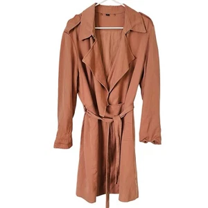 AllSaints All Saints Trench Coat Womens L Dusty Rose Belted Vented Lagenlook - Picture 1 of 9