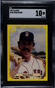 1987 Classic Yellow #105 Wade Boggs with chicken! SGC 10 GEM MINT HOF - Picture 1 of 2