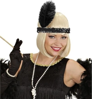 Ladies Sequin Headband With Feather 1920s - Image 1 of 4