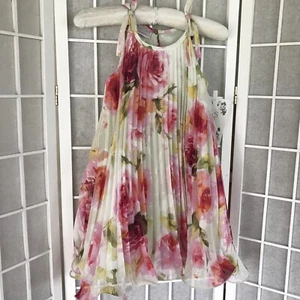 Iris & Ivy Easter Floral Lined Dress Sleeveless Accordion Pleated Girls Sz 5 NWT - Picture 1 of 14