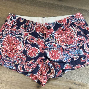 LILLY PULITZER Shorts Womens size 6 Cotton The Walsh Halibut Paisley Blue Red - Picture 1 of 7