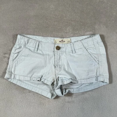 Mini Pantalones Cortos Hollister Tiro Bajo Para Mujer Talla 0 Azul Claro Elastizados Surf Grunge Y2K Foto 1 de 4
