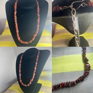 Jay King 925 Sterling Freeform Red Rhodolite Beaded Necklace 17”-20” FREE SHIP - Picture 1 of 9