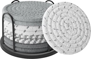 Juego de 8 Posavasos para Bebidas Cerveza Café Algodón Tejido 4 Colores Absorbente - Imagen 1 de 2