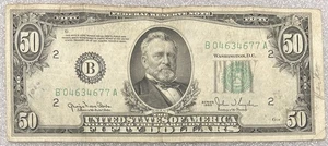 1950 New York $50 Dollar Bill FRN B04634677A Fr. 2107-B *COOL SERIAL, Tear* BL13 - Picture 1 of 3