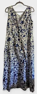 Bass Women’s Sleeveless Floral Maxi Dress Blue White Cotton Size Large - Picture 1 of 7