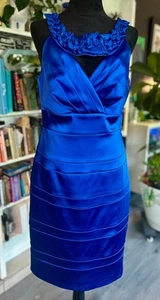 Cobalt Blue Jax Satin Sheath dress Sz 12 formal cocktail - Picture 1 of 8