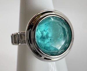 Size 6 Bomb Party Ring - RG62541 - Aqua Chalcedony on Rhodium - Picture 1 of 5