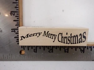 STAMPA ROSA D22-683 MERRY MERRY CHRISTMAS WOOD RUBBER STAMP EUC L5734 - Picture 1 of 2