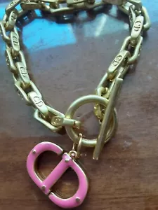 100% Christian DIOR Bracelet logo CD gold box & dust bag 8 inch pink - Picture 1 of 11