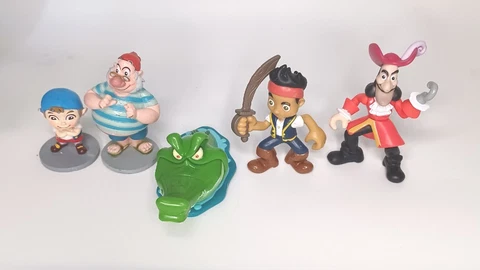 Disney Jake,Hook, Smee,Tick Tock,Cubby The Neverland Pirates Figures Lot of 5 Cover