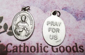 Saint St. Thomas Aquinas / Pray for Us - Italian Silver tone Ox 1 inch Medal - Picture 1 of 3