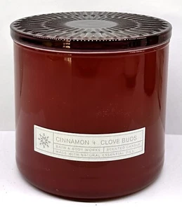 🌺Bath & Body Works Cinnamon + Clove Buds 3 Wick Candle Iridescent GLASS LID🌺 - Picture 1 of 2