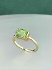 2 Ct Emerald Simulated Peridot Solitaire Engagement Ring 14k Yellow Gold plated
