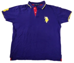 Men's US Polo Assn. Big Pony Blue Solid Short Sleeve Collared Polo Shirt X Large - Picture 1 of 7