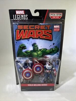 Figura de acción de héroes armados con escudo de Marvel Legends paquete de 2 y cómic Hasbro #ML Foto 1 de 4