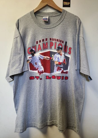 Vtg 2002 St Louis Cardinals Division Champions T Shirt XL Albert Pujols MLB Cover