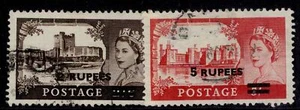 AGENCIAS POSTALES BRITÁNICAS EN EA QEII SG56-57, 1955-60 juego completo, USADO. - Imagen 1 de 1
