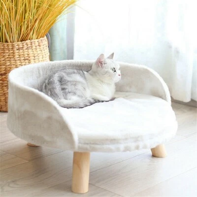 Cama suave para mascotas con taburete acolchado gato gatito escondite casa descanso para dormir asiento Foto 1 de 4