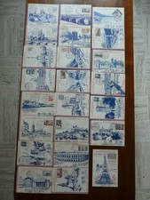 RRARE JEU COMPLET 23 CARTES CACHETS ETAPES DU TOUR DE FRANCE 1953 CYCLISME VELO