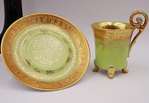 Königlich pr. Tettau Sammeltasse Echt Ätzgold Wilma 500 Pastell-Grün 2#Z - Picture 1 of 6