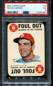 PSA 5 EX 1968 TOPPS GAME TIM McCARVER #18 CARDINALS 40360 KD264 - Picture 1 of 2